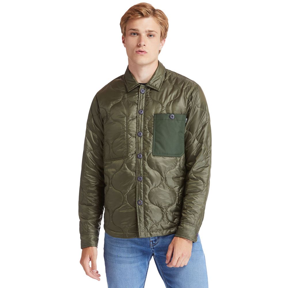 Chaquetas Timberland Argentina Hombre - Heritage Long-Sleeve Onion-Quilted Shirt - Verde Oliva - AKE